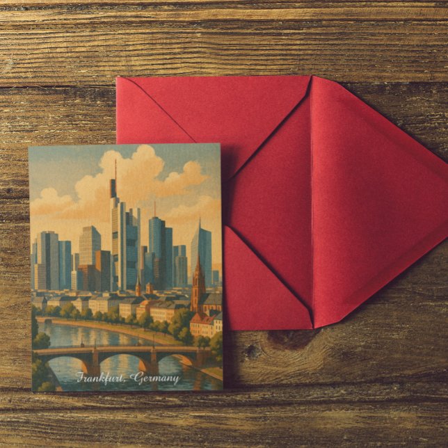 Frankfurt Deutschland Skyline Vintage Travel Postkarte (Frankfurt Germany Skyline Vintage Travel Postcard)