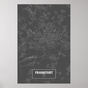 Frankfurt, Deutschland (weiß auf schwarz) Poster