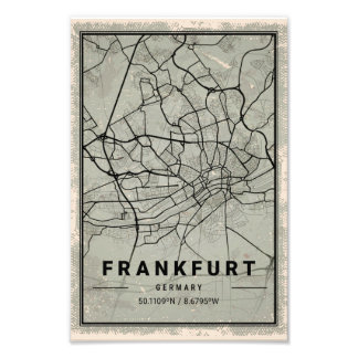 Frankfurt Germany Map Print Poster Canvas