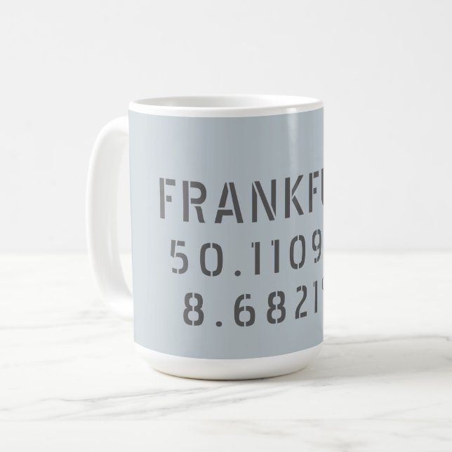 Frankfurt Latitude Längengrad Kaffeetasse (Vorderseite Links)