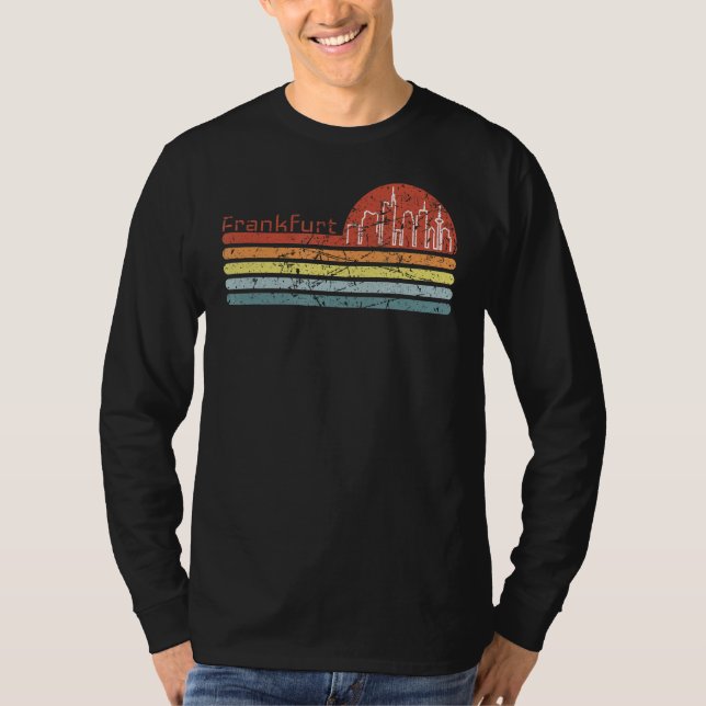Frankfurt Retro Style Skyline Vintage Motiv T-Shirt (Vorderseite)