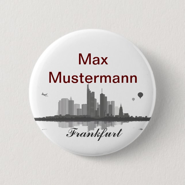 Frankfurt Skyline Button / Anstecker / Pin (Vorderseite)