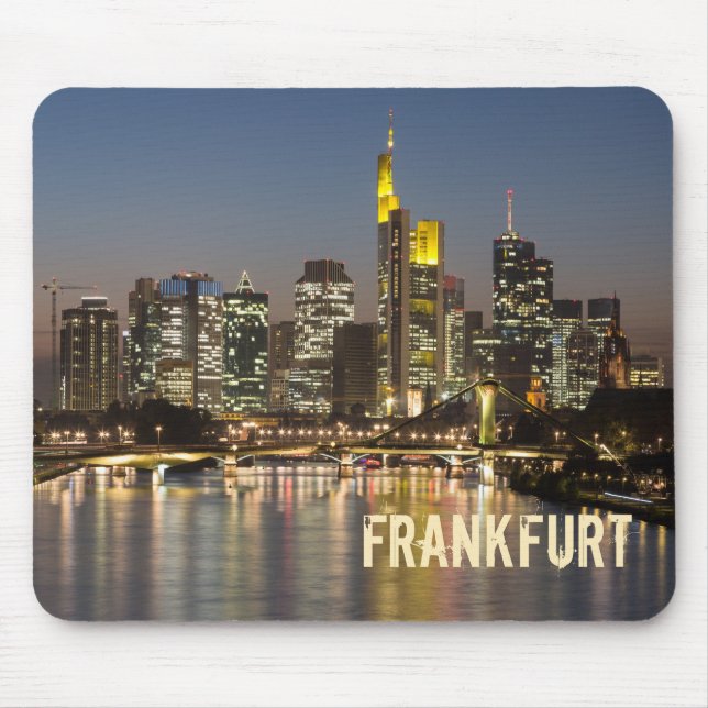 Frankfurt Skyline Deutschland Vintag Souvenirgesch Mousepad (Vorne)