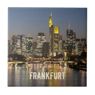 Frankfurt Skyline Deutschland Vintage Souvenir Ges Fliese