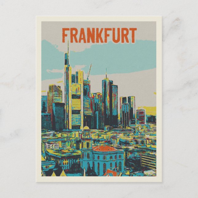 Frankfurt Skyline, Deutschlands Finanzhub Postkarte (Vorderseite)