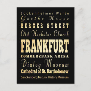 Frankfurt Stadt Deutschlands Typografie Kunst Postkarte