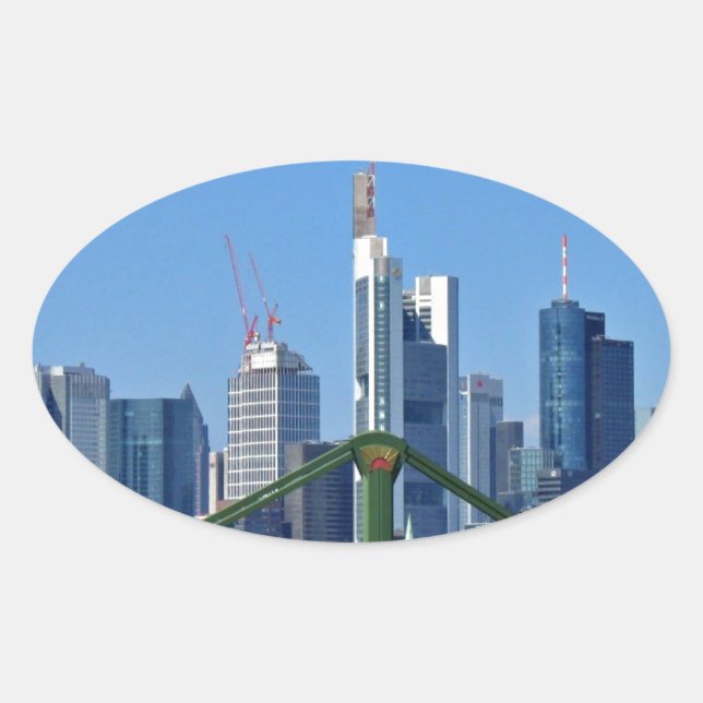 Frankfurter Skyline Ovaler Aufkleber (Vorderseite)
