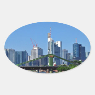 Frankfurter Skyline Ovaler Aufkleber