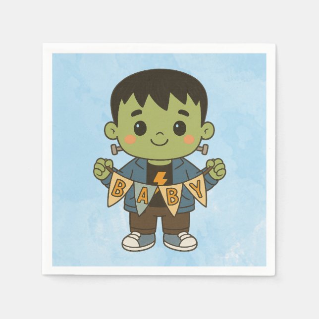 Frankie Baby Shower Napkins – Cute Monster-Themed  Serviette (Vorderseite)