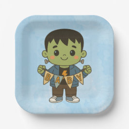 Frankie Baby Shower Paper Plates – Halloween Baby Pappteller