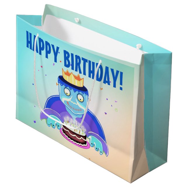 Frankie ist Geburtstag! (große) Geschenktasche Große Geschenktüte (Vorderseite Schrägansicht)