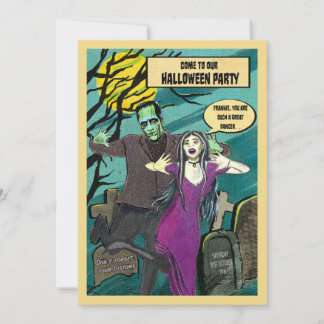 Frankie & Morticia Halloween-Party-Einladung Einladung