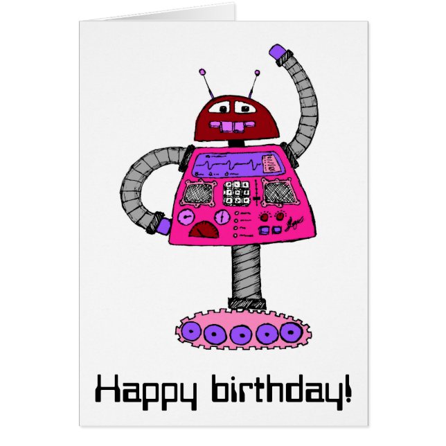 Frankie Robot: Rosa auf Weiß (Vorne)