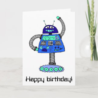 Frankie Roboter: Blau auf Weiß Karte
