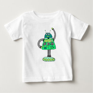 Frankie Roboter, grün auf weiß Baby T-shirt