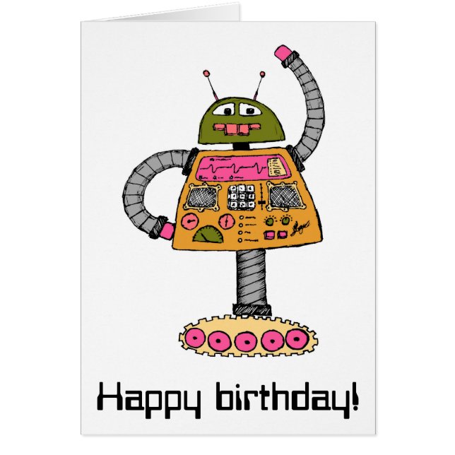 Frankie Roboter, orange auf weiß (Vorne)