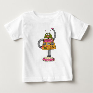 Frankie Roboter, orange auf weiß Baby T-shirt