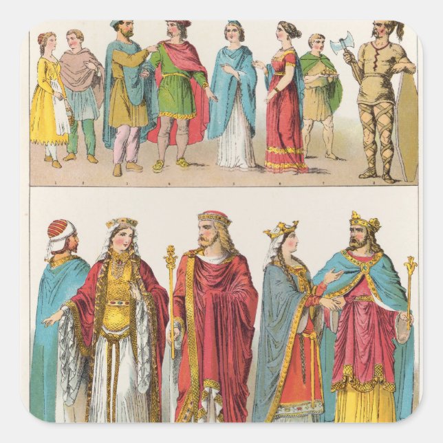 Frankish Dress Quadratischer Aufkleber (Vorderseite)