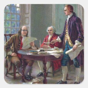 Franklin, Adams und Jefferson in Philadelphia 1776 Quadratischer Aufkleber