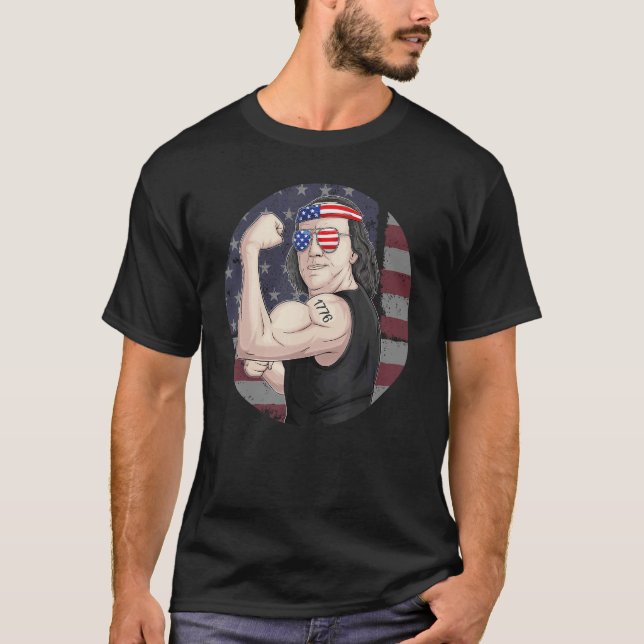 Franklin Benjamin 4. Juli Patriotische Flagge der  T-Shirt (Vorderseite)