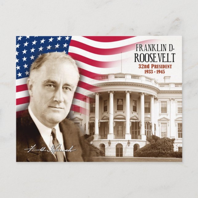 Franklin D. Roosevelt - 32. Präsident der USA Postkarte (Vorderseite)