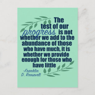 Franklin D. Roosevelt Inspiration Progress Quote Postkarte