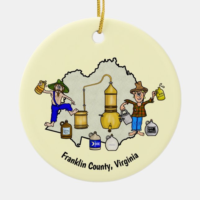 Franklin Landkreis, VA Moonshine Hauptstadt Orname Keramik Ornament (Vorne)