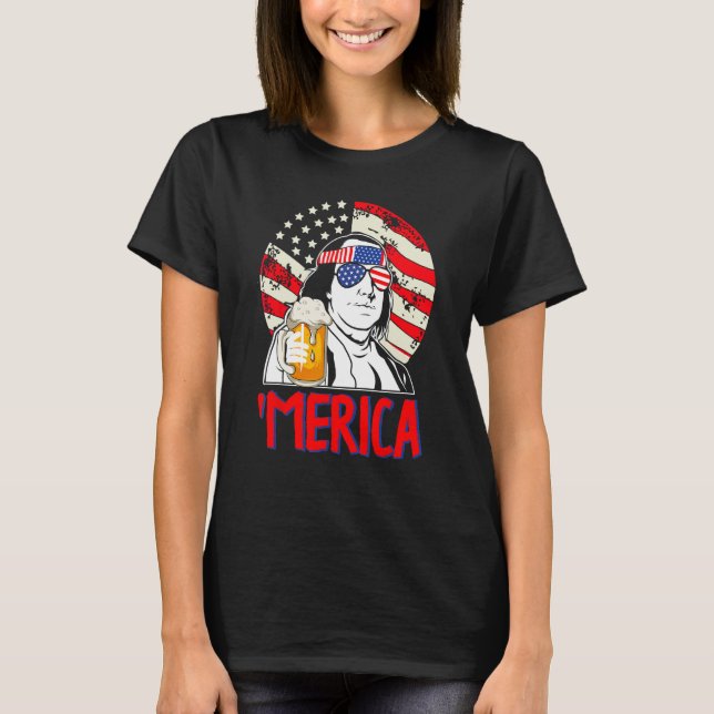 Franklin Merica 4. Juli Merica Men Boys Ameri T-Shirt (Vorderseite)