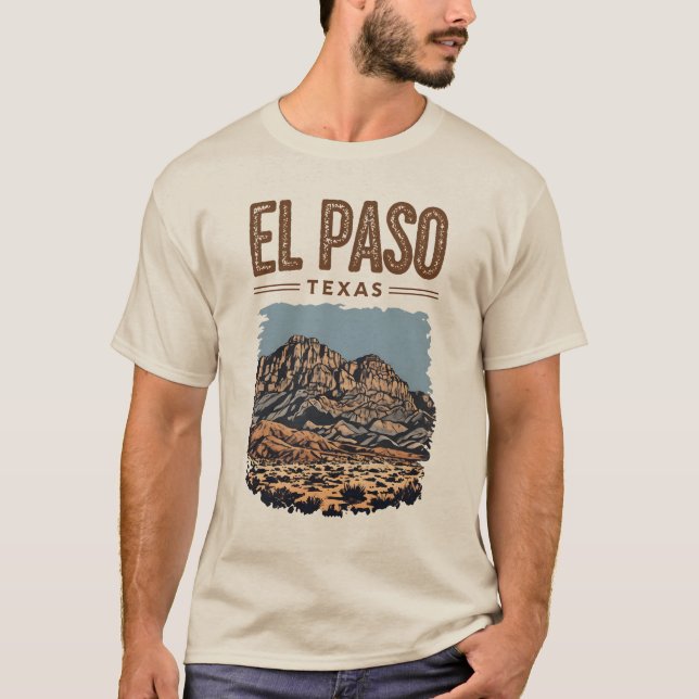 Franklin Mountains Graphic El Paso Texas T-Shirt (Vorderseite)