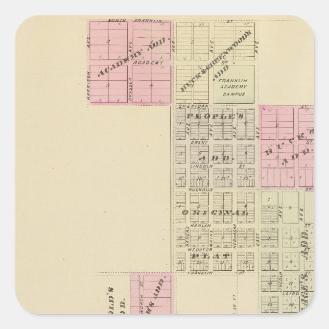 Franklin, Nebraska Quadratischer Aufkleber (Vorderseite)