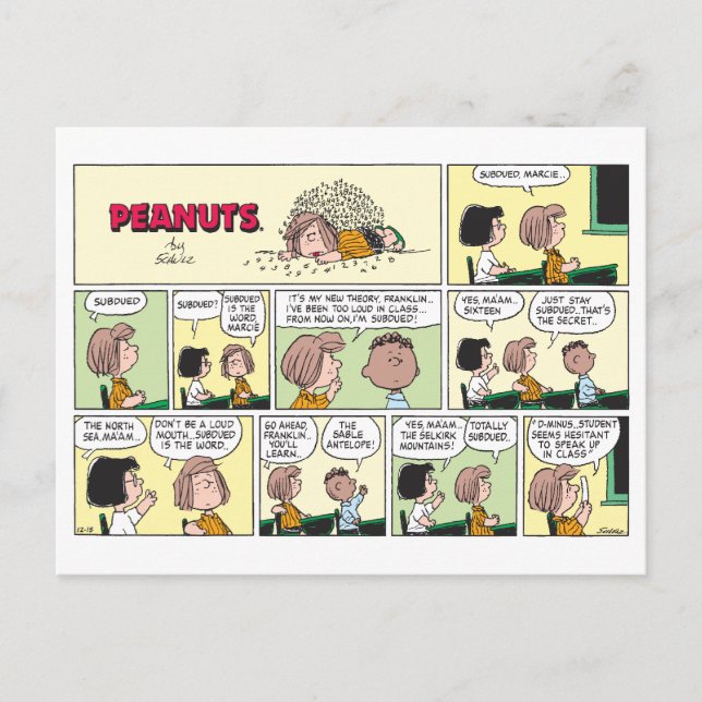 Franklin, Peppermint Patty & Marcie | Math-Klasse Postkarte (Vorderseite)