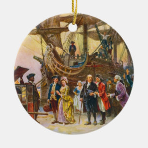 Franklins Rückkehr nach Philadelphia durch Jean Keramikornament