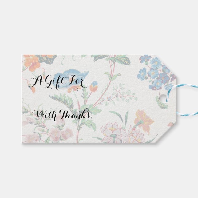 Frankreich 1830 Florale Antike Tapete Geschenkanhänger (Vorderseite (Horizontal))