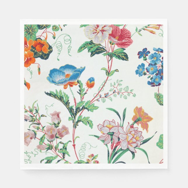 Frankreich 1830 Florale Antike Tapete Serviette (Vorderseite)