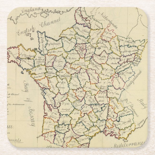 Frankreich-Abteilungen Rechteckiger Pappuntersetzer (Vorderseite)