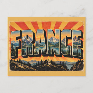 Frankreich Alpen Gipfel Seen Vintage Reise Kunst Postkarte