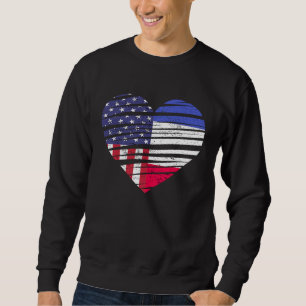 Frankreich Amerikanisch Gewachsenes Herz USA Patri Sweatshirt