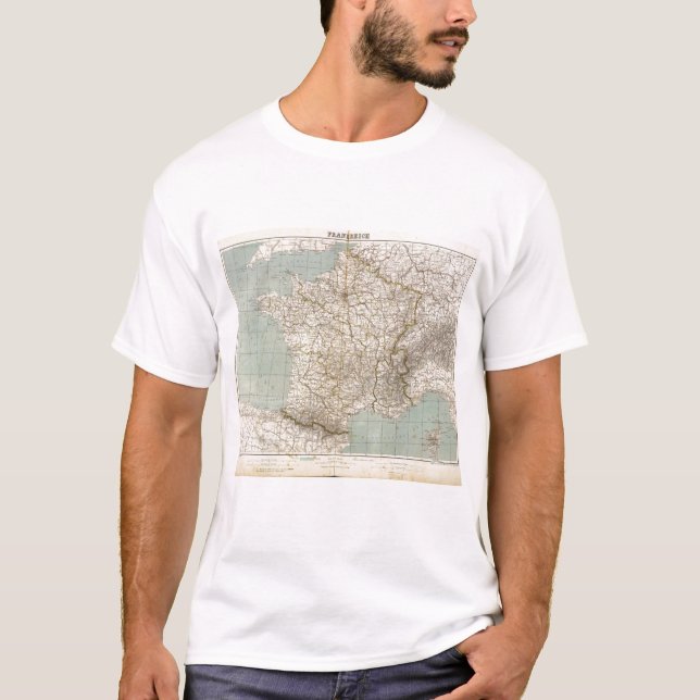 Frankreich-Atlas-Karte T-Shirt (Vorderseite)