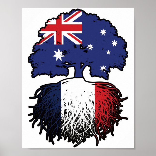 Frankreich - australisches Tree Roots-Flag Poster (Vorne)
