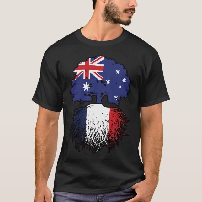 Frankreich - australisches Tree Roots-Flag T-Shirt (Vorderseite)