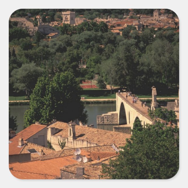 Frankreich, Avignon, Provence. Pont St., Benezet. Quadratischer Aufkleber (Vorderseite)