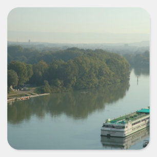Frankreich, Avignon, Provence, Van Gogh Flussboot Quadratischer Aufkleber