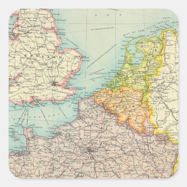 Frankreich, Belgien und Holland Quadratischer Aufkleber (Vorderseite)