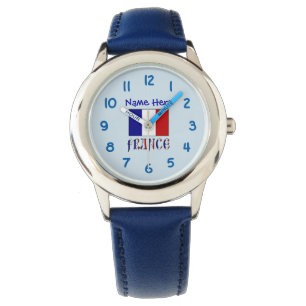 Frankreich - Blaues Personalisiertes Kind unter fr Armbanduhr