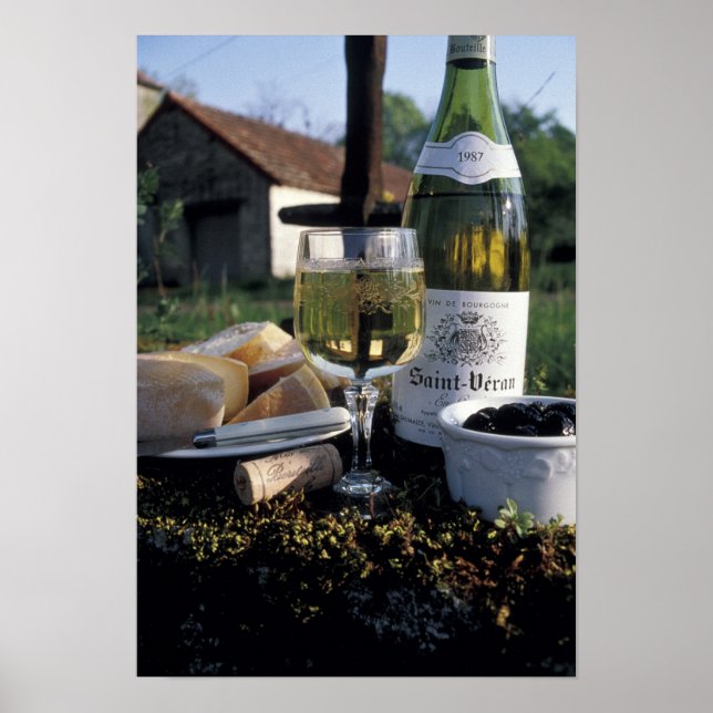 Frankreich, Burgund, Chablis. lokaler Wein und Poster (Vorne)
