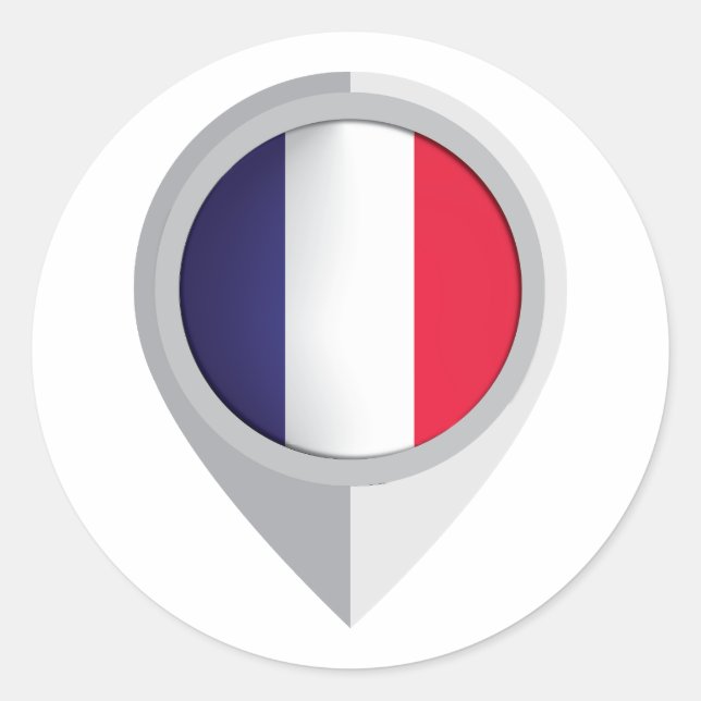 Frankreich Button Location Flag Runder Aufkleber (Vorderseite)