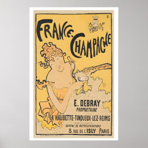 Frankreich-Champagne, 1891 - Vintage Essen & Trink Poster