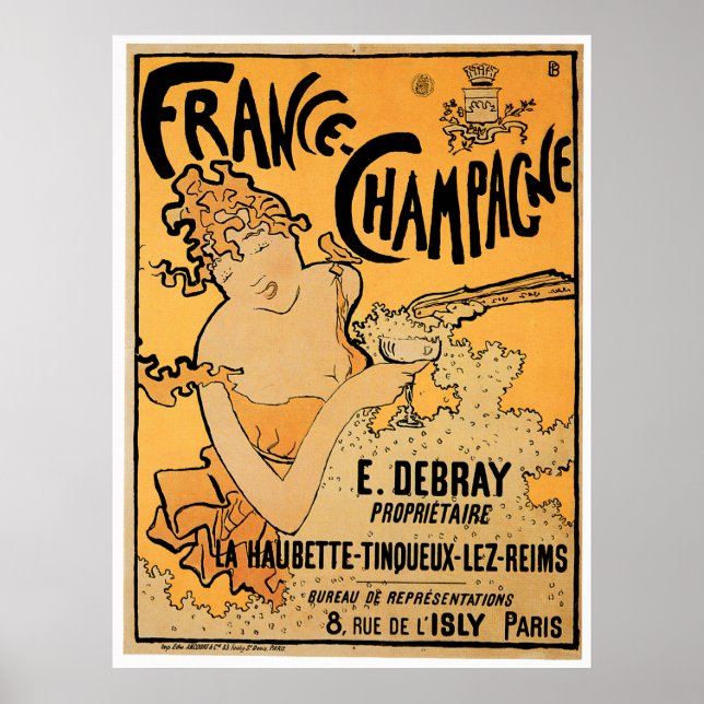 Frankreich Champagner Vintag Wein Getränke und Kun Poster (Vorne)
