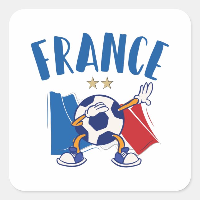 Frankreich Dabbing Fußball-Flagge 2 Sterne Quadratischer Aufkleber (Vorderseite)