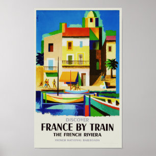 Frankreich durch Zug-Vintages Reise-Plakat Poster